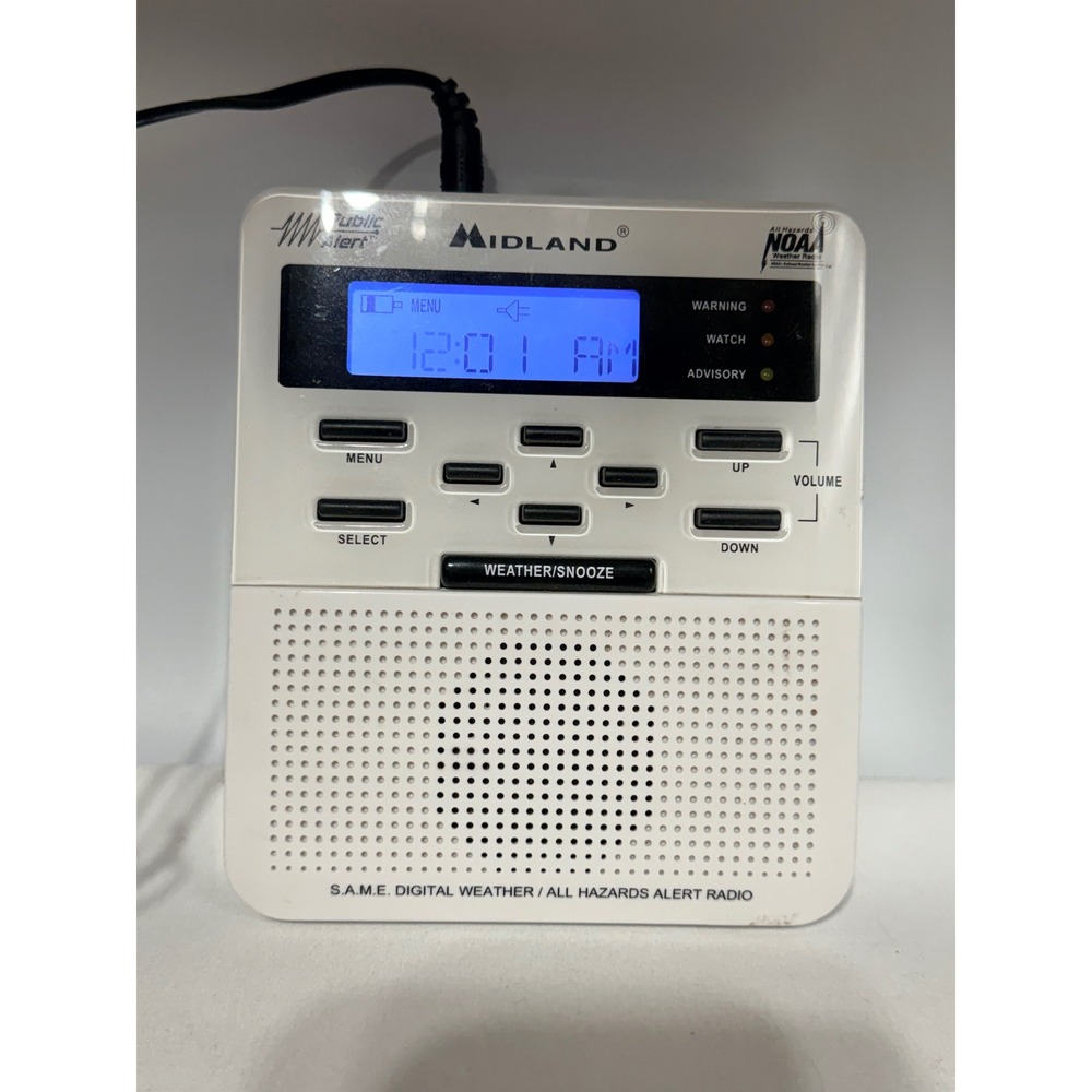Midland WR120B Weather Alert Radio White Good S.A.M.E. Digital NOAA Hazard Alarm